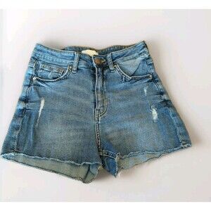 H&M Denim Jean Shorts Womens 4 Blue Cutoff Medium Wash Distressed Summer